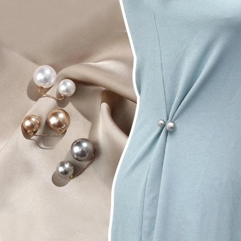 Double Pearl Pin Brooch For Women Clothing Dress Fixed Safety Pin Woman Brooch Accessories Pants Decoration Pearl Jewelry Clip