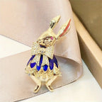 1PC Vintage baroque brooch ladies men's rabbit enamel crystal pin cute drip oil badge party gift dress ornaments