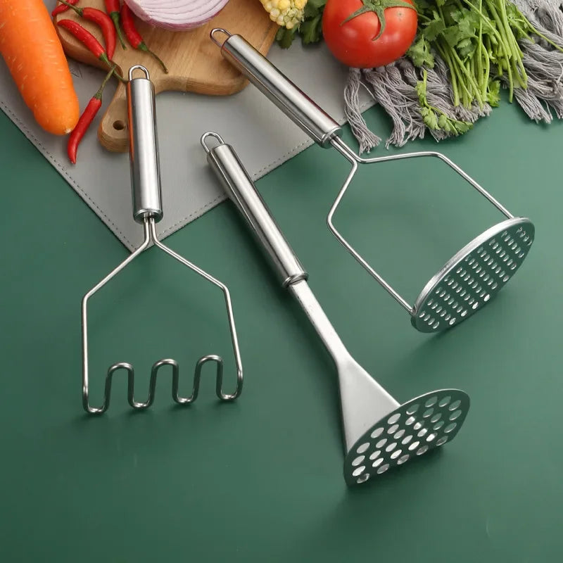 Stainless Steel Potato Masher & Ricer – Smooth Puree & Fruit Press Tool