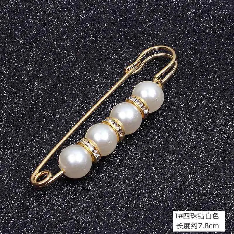 Double Pearl Pin Brooch For Women Clothing Dress Fixed Safety Pin Woman Brooch Accessories Pants Decoration Pearl Jewelry Clip
