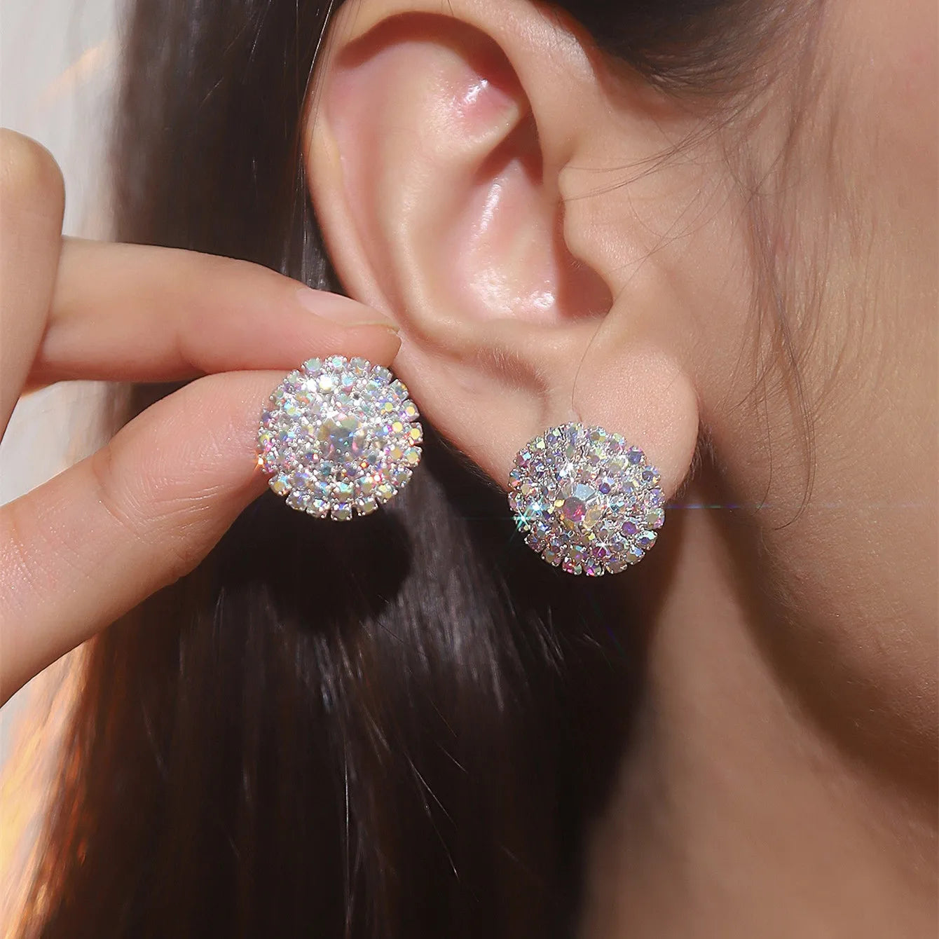 Women Fashion Shiny Rhinestone Big Drop Dangle Earrings Maxi Evening Dress Statement Earrings Accessories Wedding Bride Jewelry