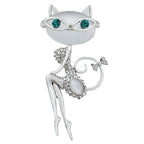 Opal Super Cute Kitten Cat Eye Stone Brooch Crystal Collar Creativity Dress Fashionable Style Sexy Wedding Accessories