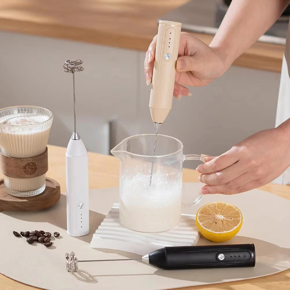 Wireless electric milk frother, milk frother, handheld egg beater, hot coffee machine, mixer, mini portable food mixer
