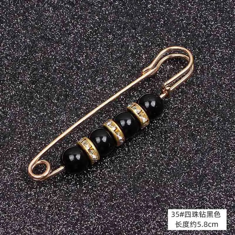 Double Pearl Pin Brooch For Women Clothing Dress Fixed Safety Pin Woman Brooch Accessories Pants Decoration Pearl Jewelry Clip