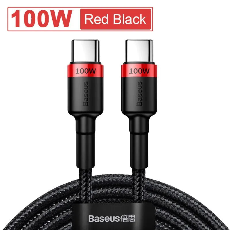 Baseus USB Type C To USB C Cable For iPhone 16 15 100W/5A PD Fast Charging Charger Cord For Macbook Xiaomi Samsung Type-C Cable