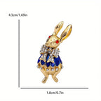 1PC Vintage baroque brooch ladies men's rabbit enamel crystal pin cute drip oil badge party gift dress ornaments