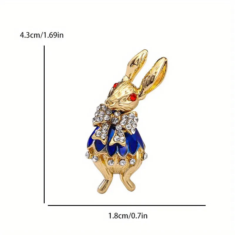 1PC Vintage baroque brooch ladies men's rabbit enamel crystal pin cute drip oil badge party gift dress ornaments