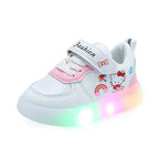 Girls LED Light Up Shoes – Hook & Loop Casual Sneakers with Print Design, Comfortable PU Insole & Rubber Sole (Ages 4–6 Years)