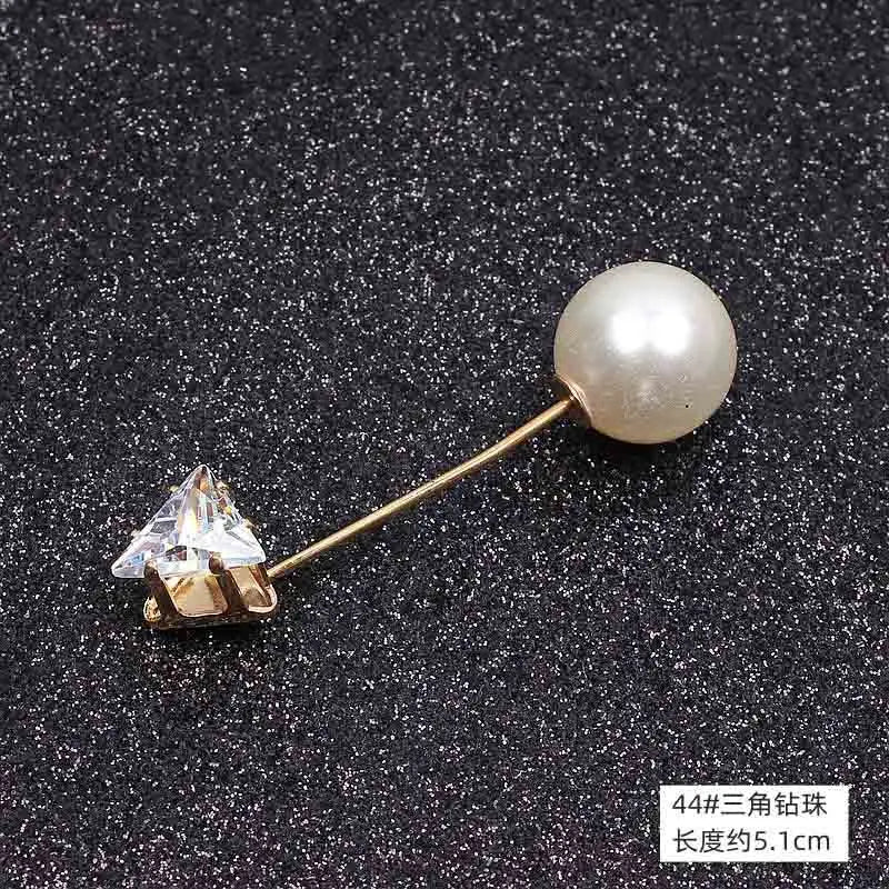Double Pearl Pin Brooch For Women Clothing Dress Fixed Safety Pin Woman Brooch Accessories Pants Decoration Pearl Jewelry Clip