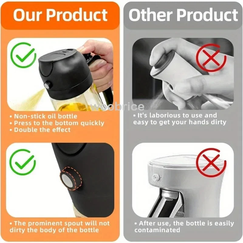 Glass Oil Spray Bottle Kitchen Oil Spray for Cooking Anti-leakage Olive Oil Storage Bottle for BBQ Salad Steak Kitchen Supplies