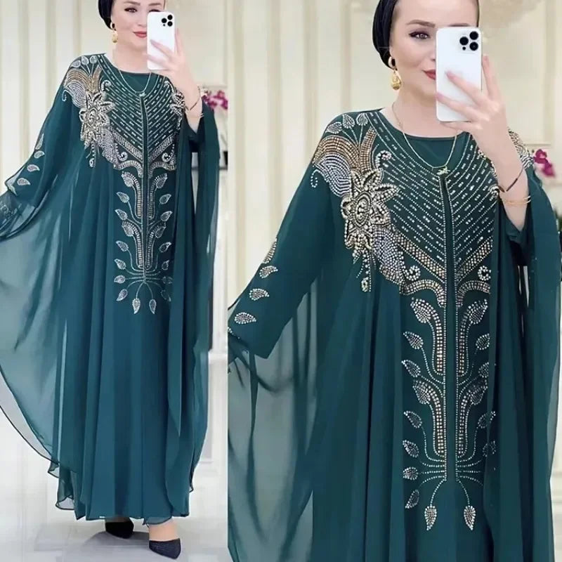 Luxury Dubai Abaya Dress for Women – Chiffon Caftan 2025