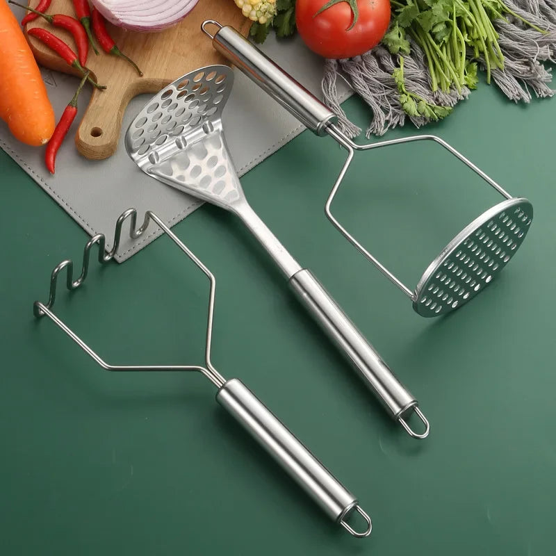 Stainless Steel Potato Masher & Ricer – Smooth Puree & Fruit Press Tool