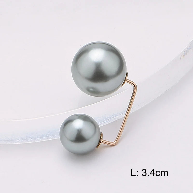 Double Pearl Pin Brooch For Women Clothing Dress Fixed Safety Pin Woman Brooch Accessories Pants Decoration Pearl Jewelry Clip