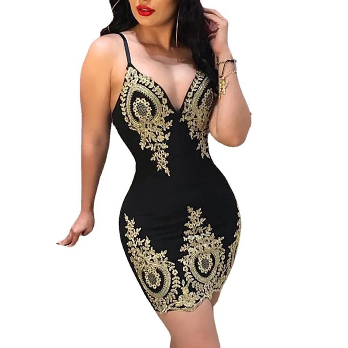 Women's party halter dress Sleeveless slim-fit mini dress with low neck and halter back