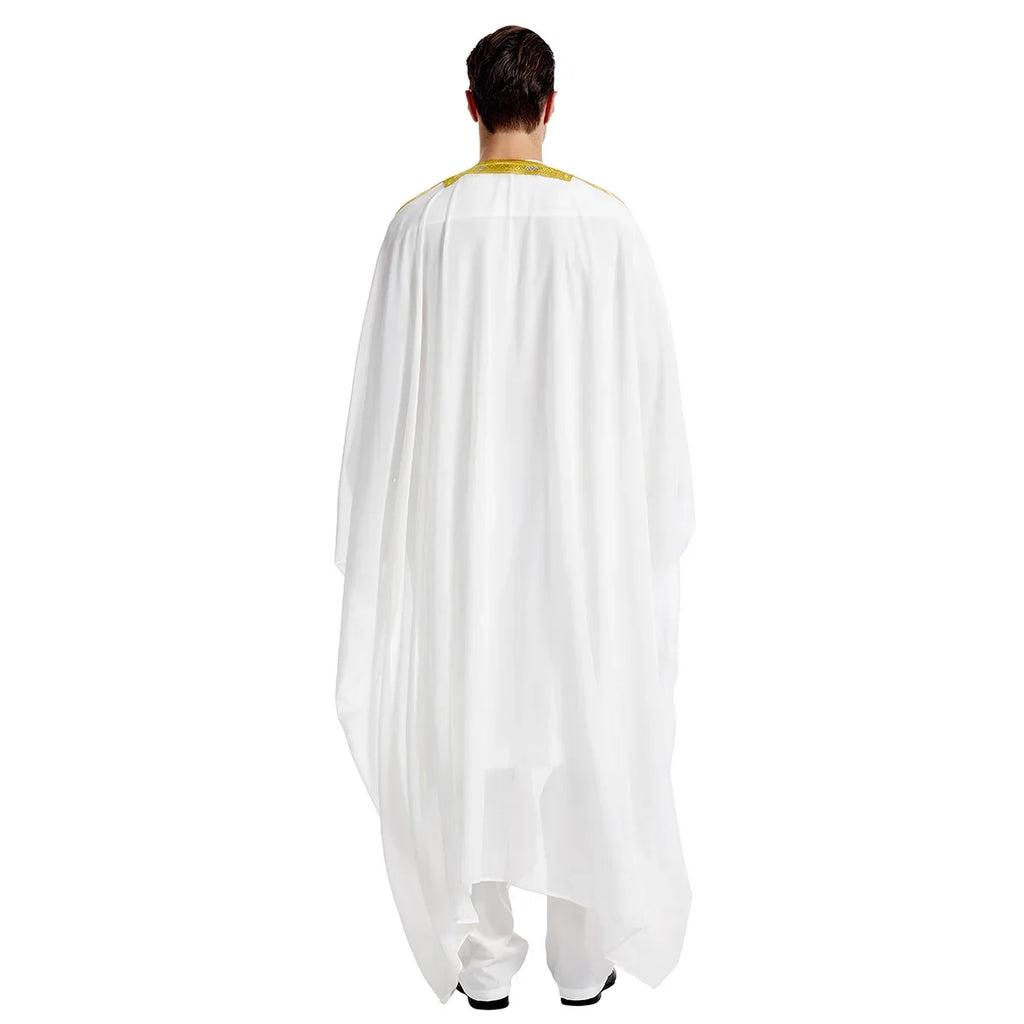Men’s Islamic Kaftan Robe – Arabic Moroccan Long Dress, Striped Muslim National Costume