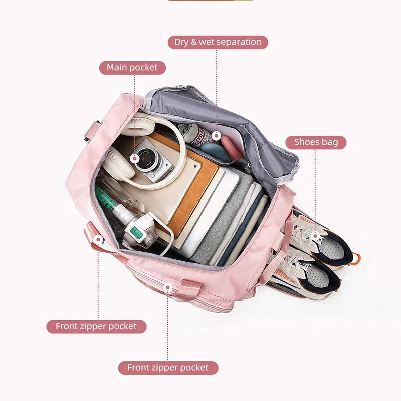 Sports Gym Bag Travel Dry Wet Handbags For Women