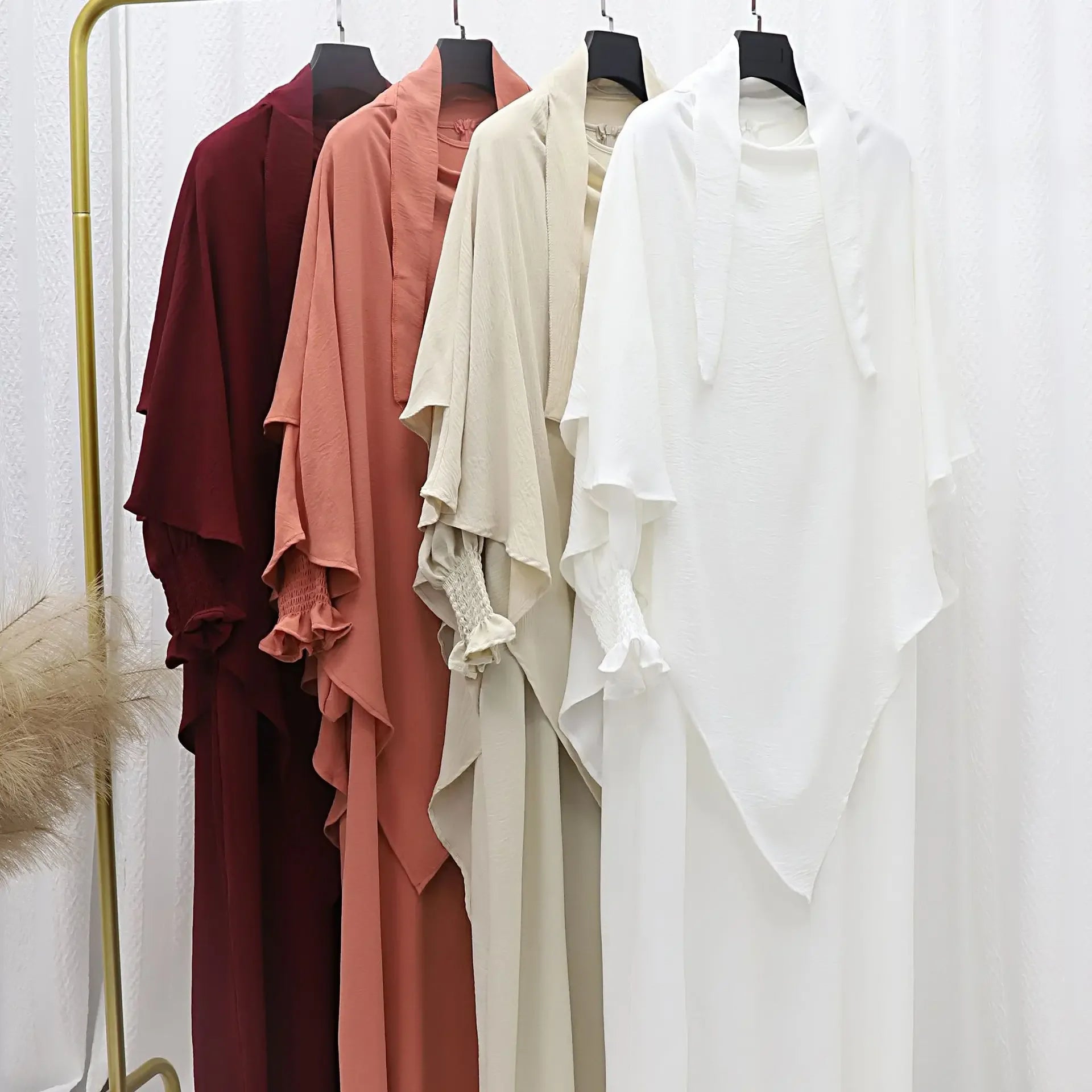 Women’s Ramadan Modest Abaya – Long Kaftan Dress with Headscarf, Islamic Jalabiya