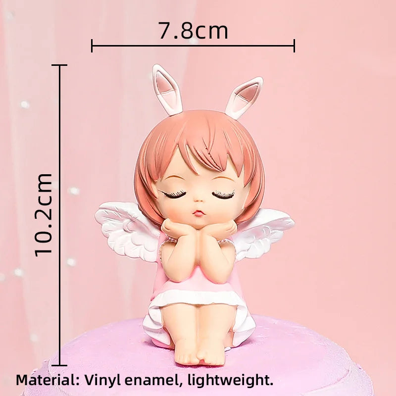 Princess Cake Toppers Ballet Dance Girl Happy Birthday Party Decoration Angel Wing for One Year Old Baby Shower Party Cake Decor