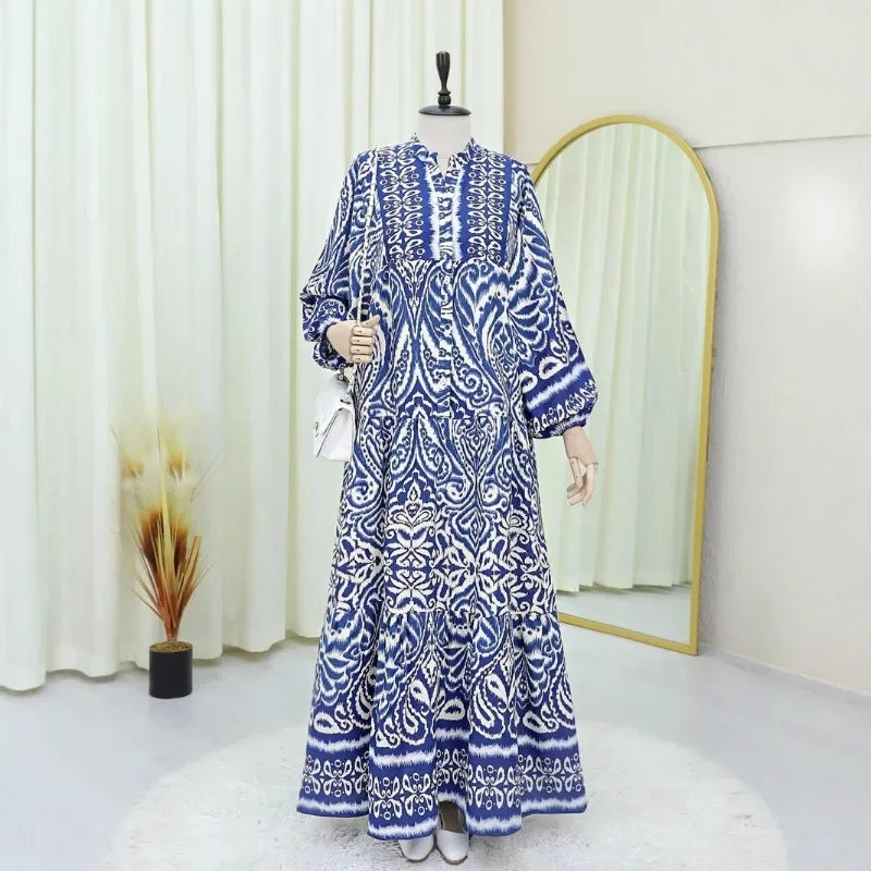 Formal Dress Turkish Muslim Dress for Women Middle Eastern Arab Single-breasted Fashionable Elegant Loose Abaya Dresses
