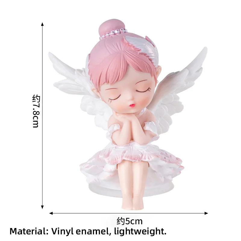 Princess Cake Toppers Ballet Dance Girl Happy Birthday Party Decoration Angel Wing for One Year Old Baby Shower Party Cake Decor