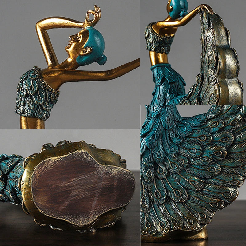 Peacock Dancer Statue Figurines for Interior Figure Decorations