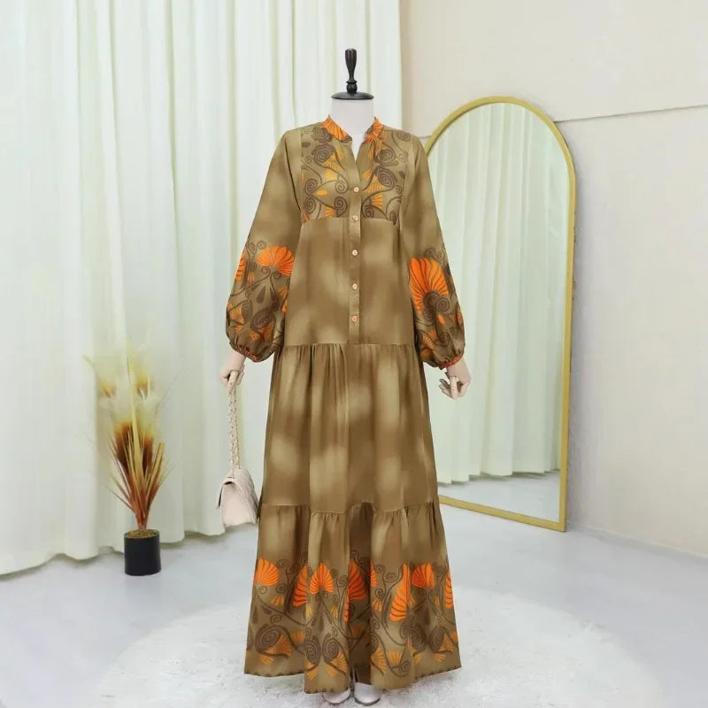 Formal Dress Turkish Muslim Dress for Women Middle Eastern Arab Single-breasted Fashionable Elegant Loose Abaya Dresses