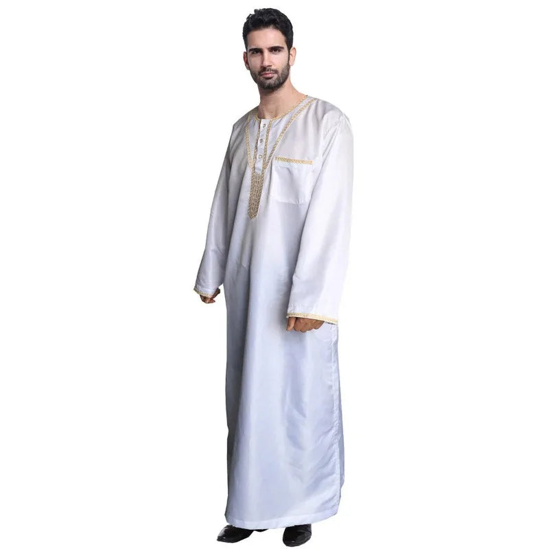 Men’s Arabic Kaftan Robe – Islamic Ethnic Long Sleeve Festival & Ramadan Wear