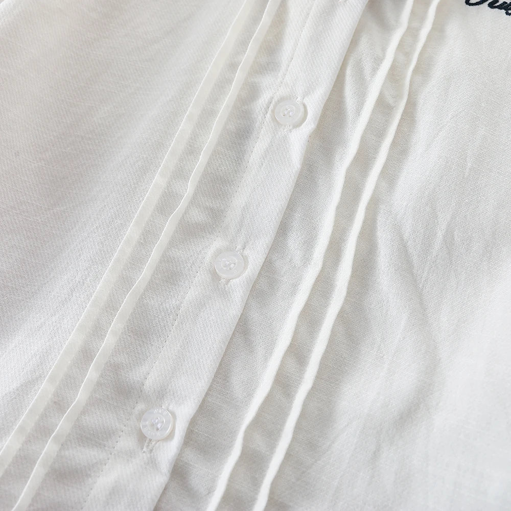 Girls White Cotton Shirt – Long Sleeve Bow Tie Blouse, Cute Korean Fashion Kids Top for Spring & Autumn