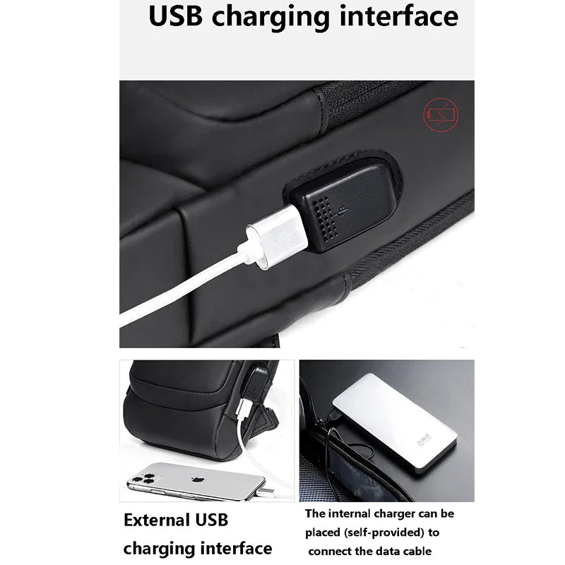 Designer Multifunction Anti-theft USB Shoulder Crossbody Bag.