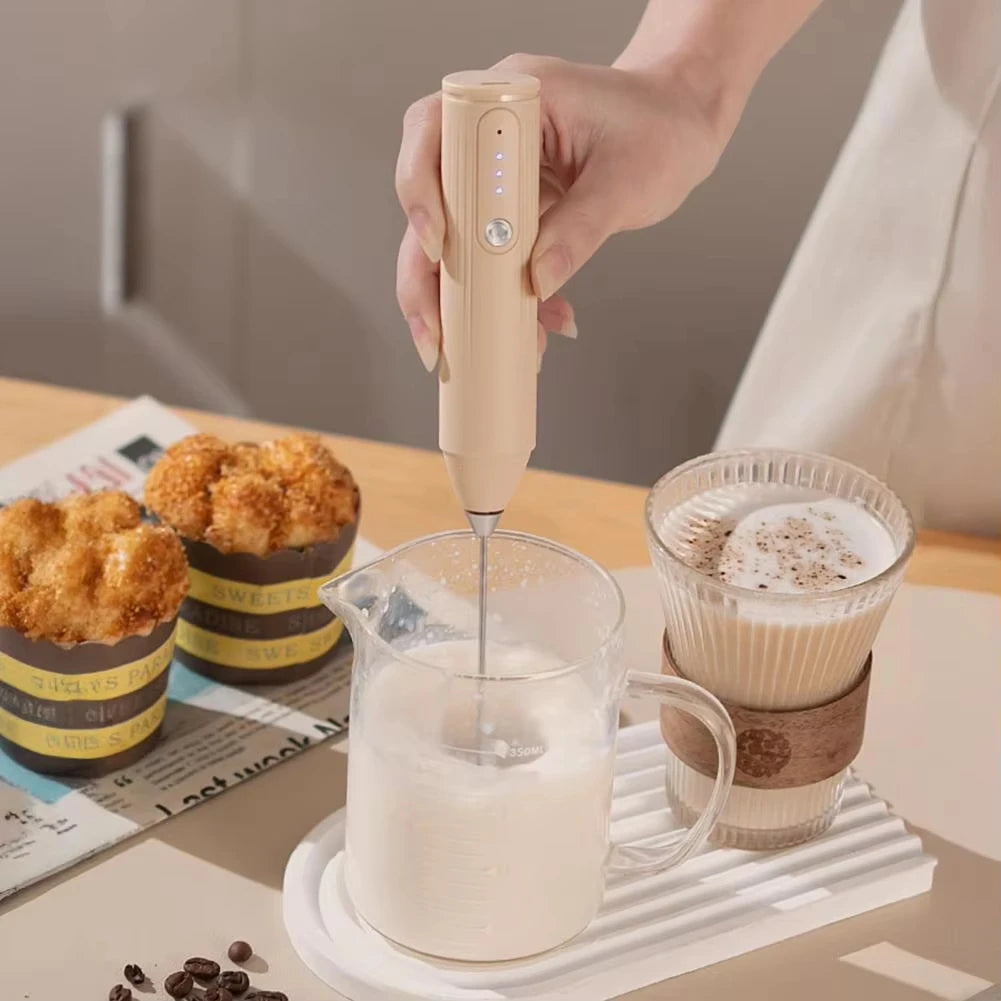 Wireless electric milk frother, milk frother, handheld egg beater, hot coffee machine, mixer, mini portable food mixer