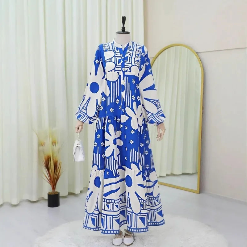 Formal Dress Turkish Muslim Dress for Women Middle Eastern Arab Single-breasted Fashionable Elegant Loose Abaya Dresses