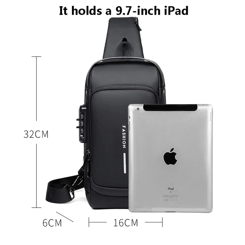 Designer Multifunction Anti-theft USB Shoulder Crossbody Bag.