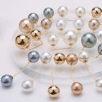 Double Pearl Pin Brooch For Women Clothing Dress Fixed Safety Pin Woman Brooch Accessories Pants Decoration Pearl Jewelry Clip
