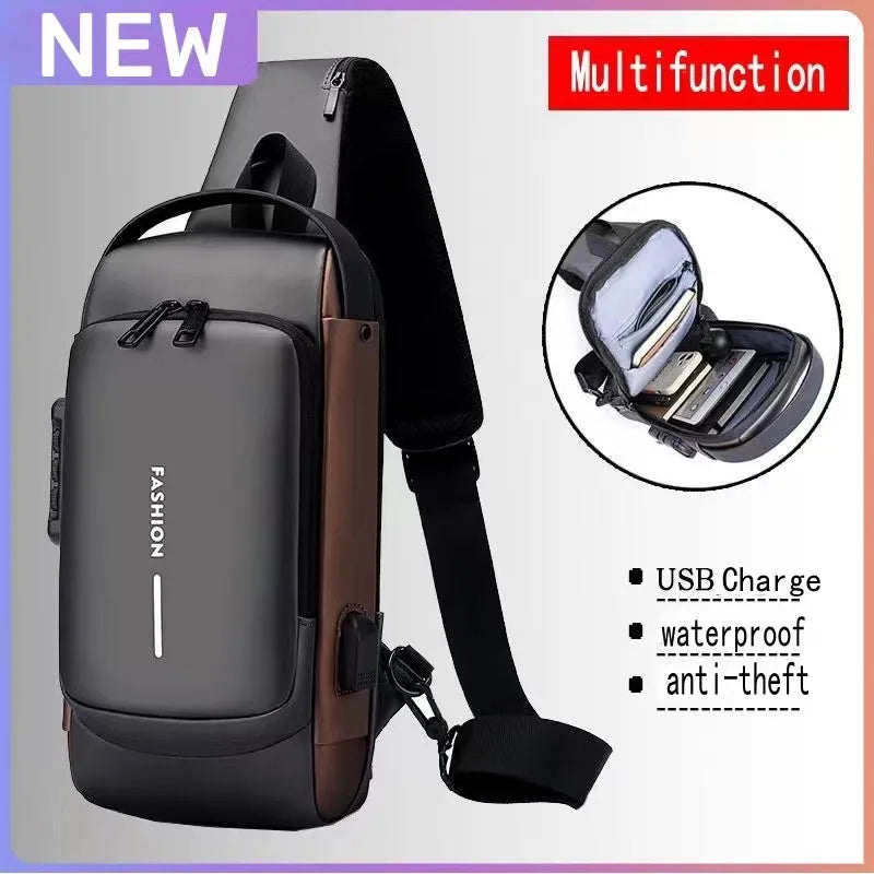 Designer Multifunction Anti-theft USB Shoulder Crossbody Bag.