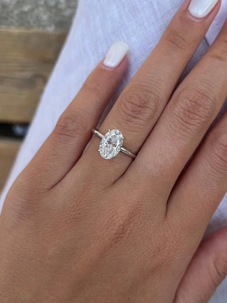 925 Sterling Silve Gorgeous Shiny 1-8CT Zircon Oval Stone Ring For Women Engagement Wedding Luxury High Quality Fine Jewelry