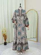 Formal Dress Turkish Muslim Dress for Women Middle Eastern Arab Single-breasted Fashionable Elegant Loose Abaya Dresses