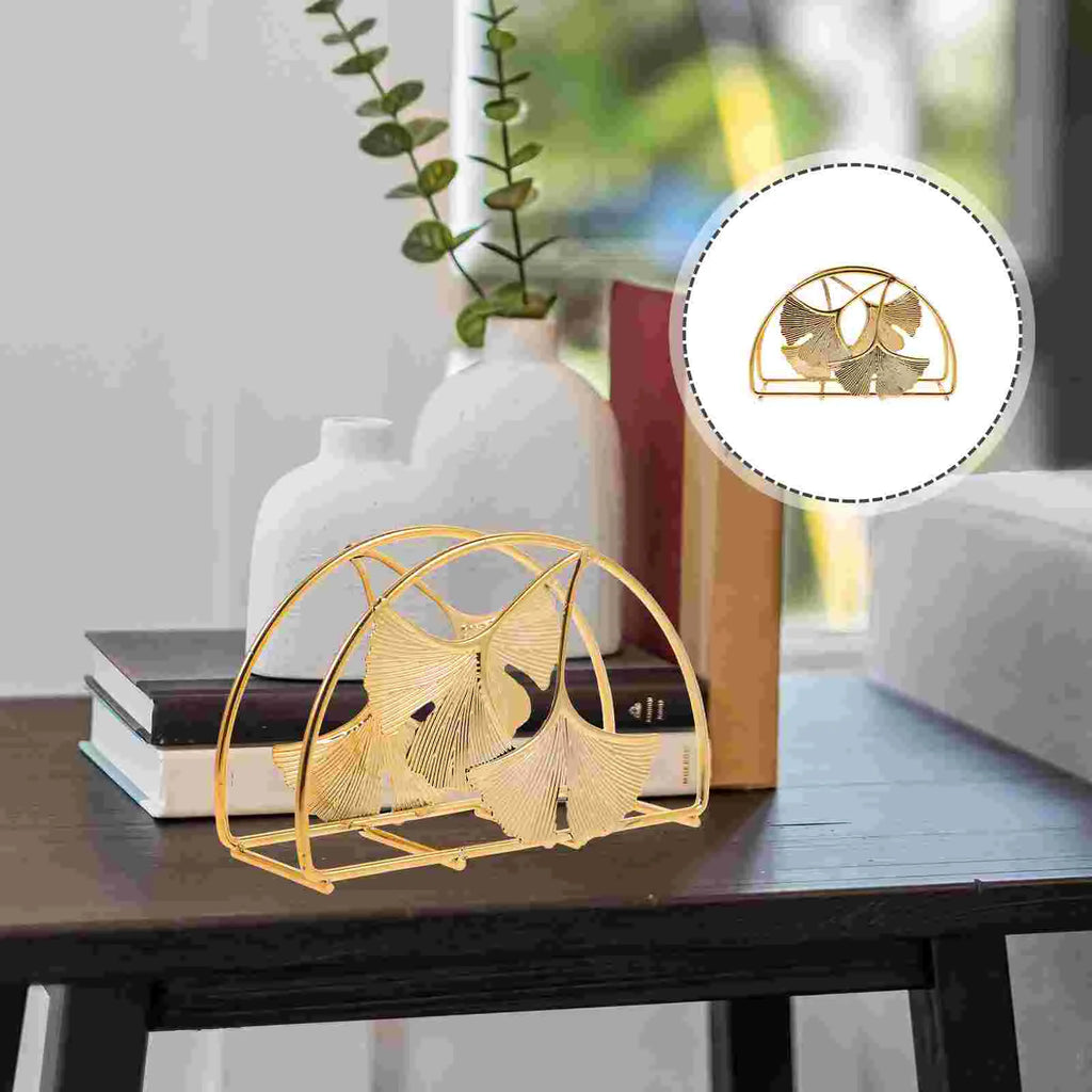 Gold Desktop Organizer – Tissue & Document Holder for Home, Hotel & Café
