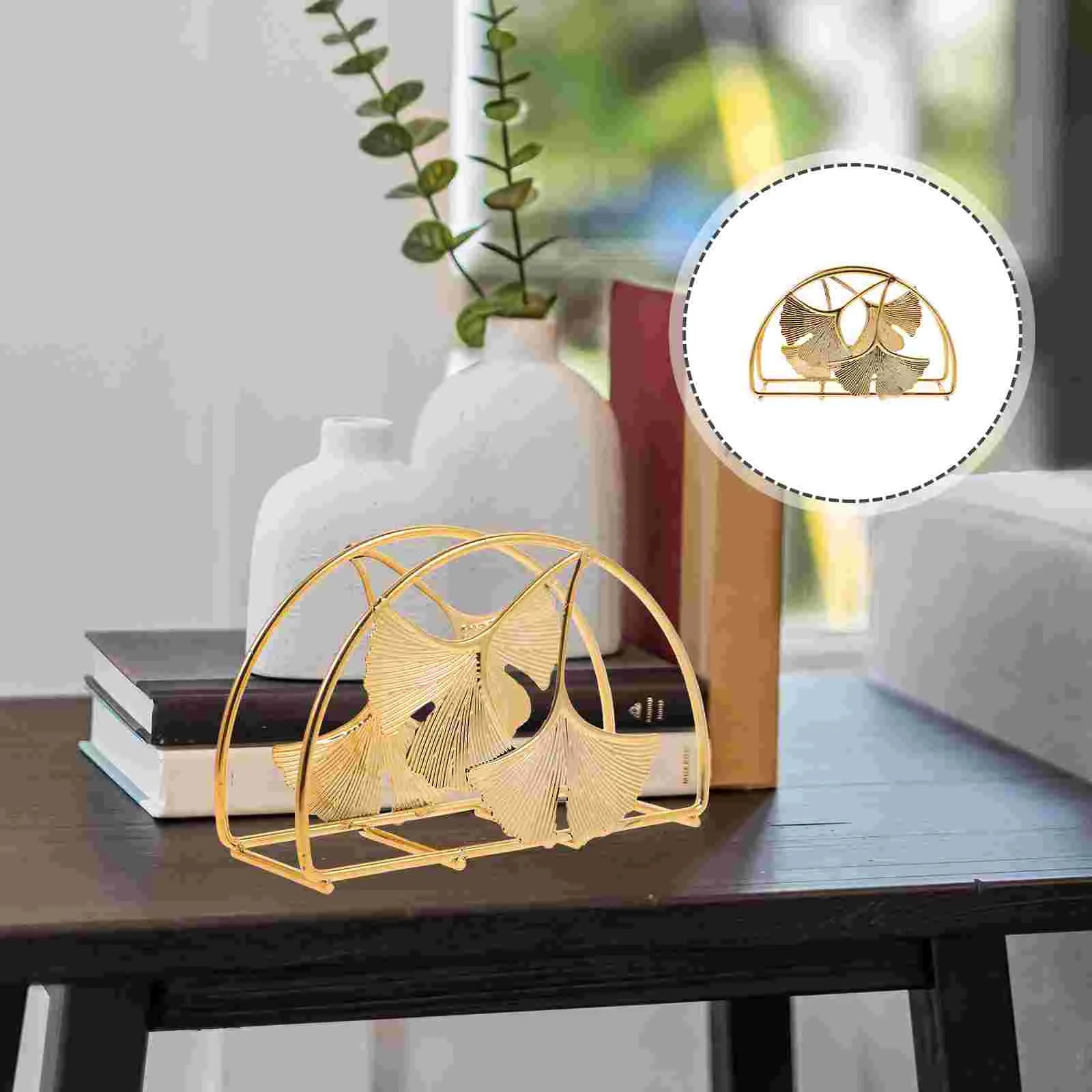 Gold Desktop Organizer – Tissue & Document Holder for Home, Hotel & Café