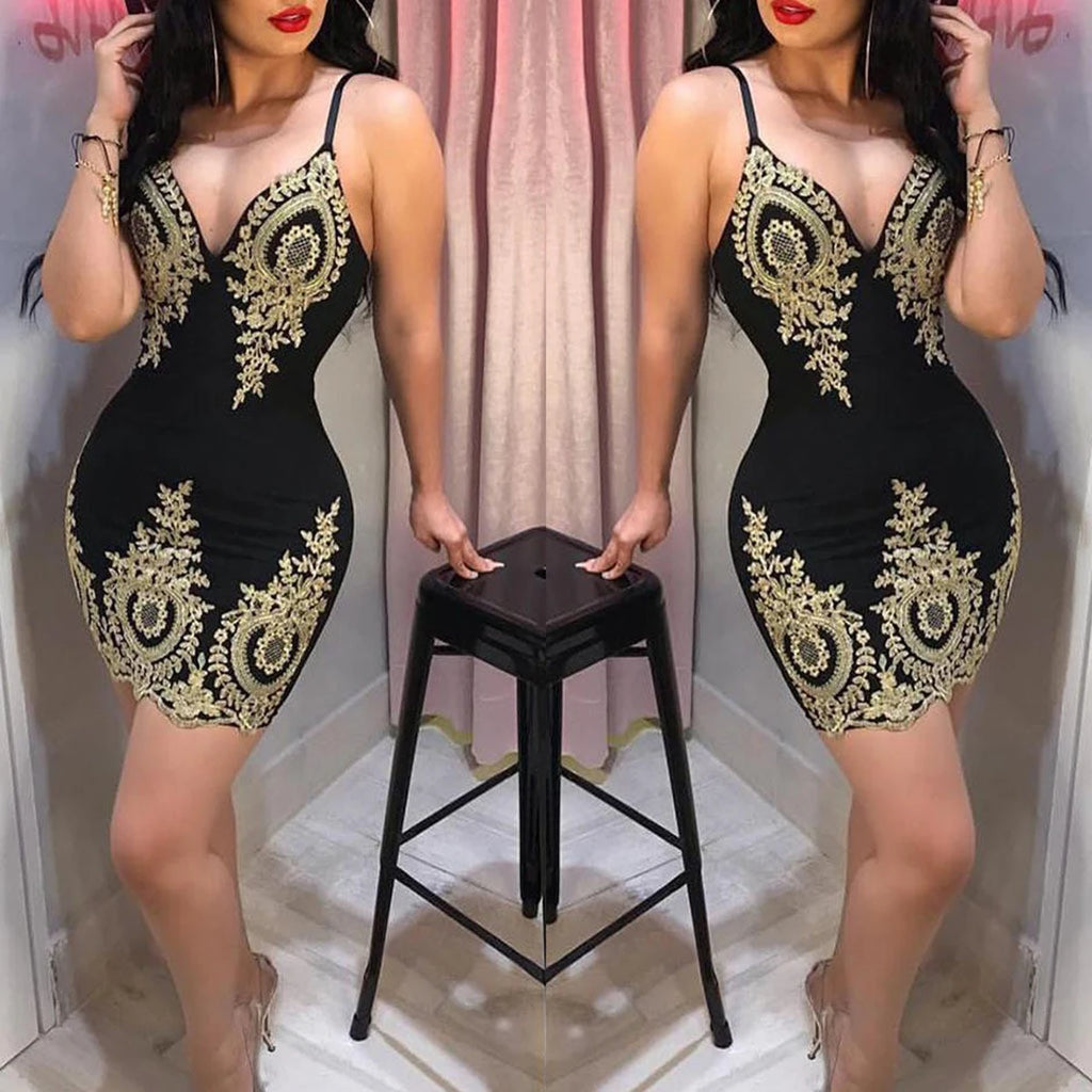 Women's party halter dress Sleeveless slim-fit mini dress with low neck and halter back