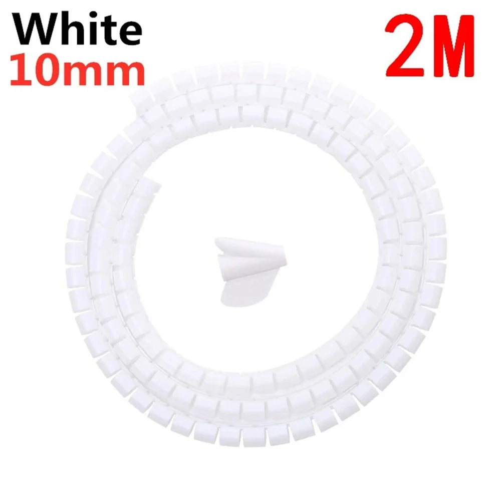 2M Universal Flexible Spiral Wire Protector Data Cable Organizer Computer Cord Protective Tube Clip Desktop Tidy Management Tool