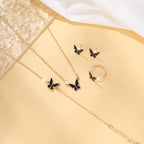 5pcs Exquisite And Elegant Butterfly Pendant Earrings Bracelet Ring And Necklace Perfect As Gift Birthdays Any Special Occasion