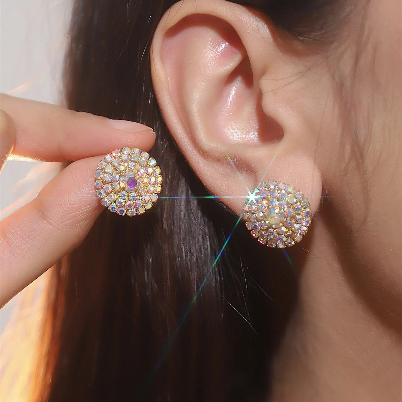 Women Fashion Shiny Rhinestone Big Drop Dangle Earrings Maxi Evening Dress Statement Earrings Accessories Wedding Bride Jewelry