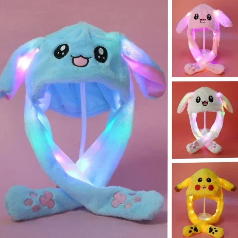 2024 New Cute Plush Bunny Hair Band Decoration Prop Rabbit Hat Moving Ears Funny Headband Ears Popping Up When Pressing The Paws