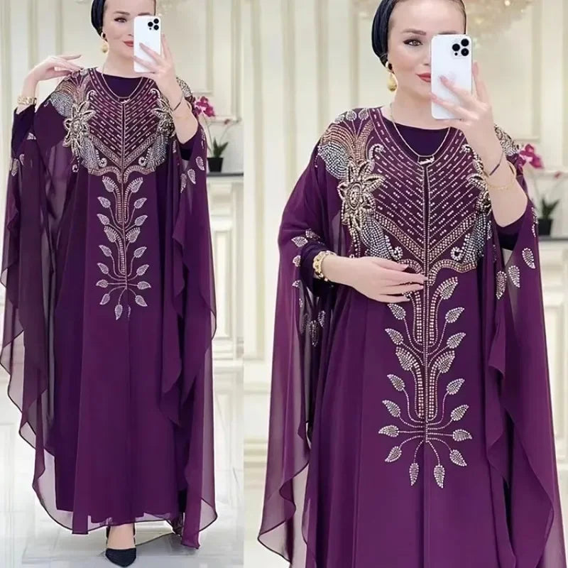 Luxury Dubai Abaya Dress for Women – Chiffon Caftan 2025