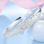 Silver elegant Peacock opening screen bracelet Bangles for women fashion party wedding Accessories jewelry gift