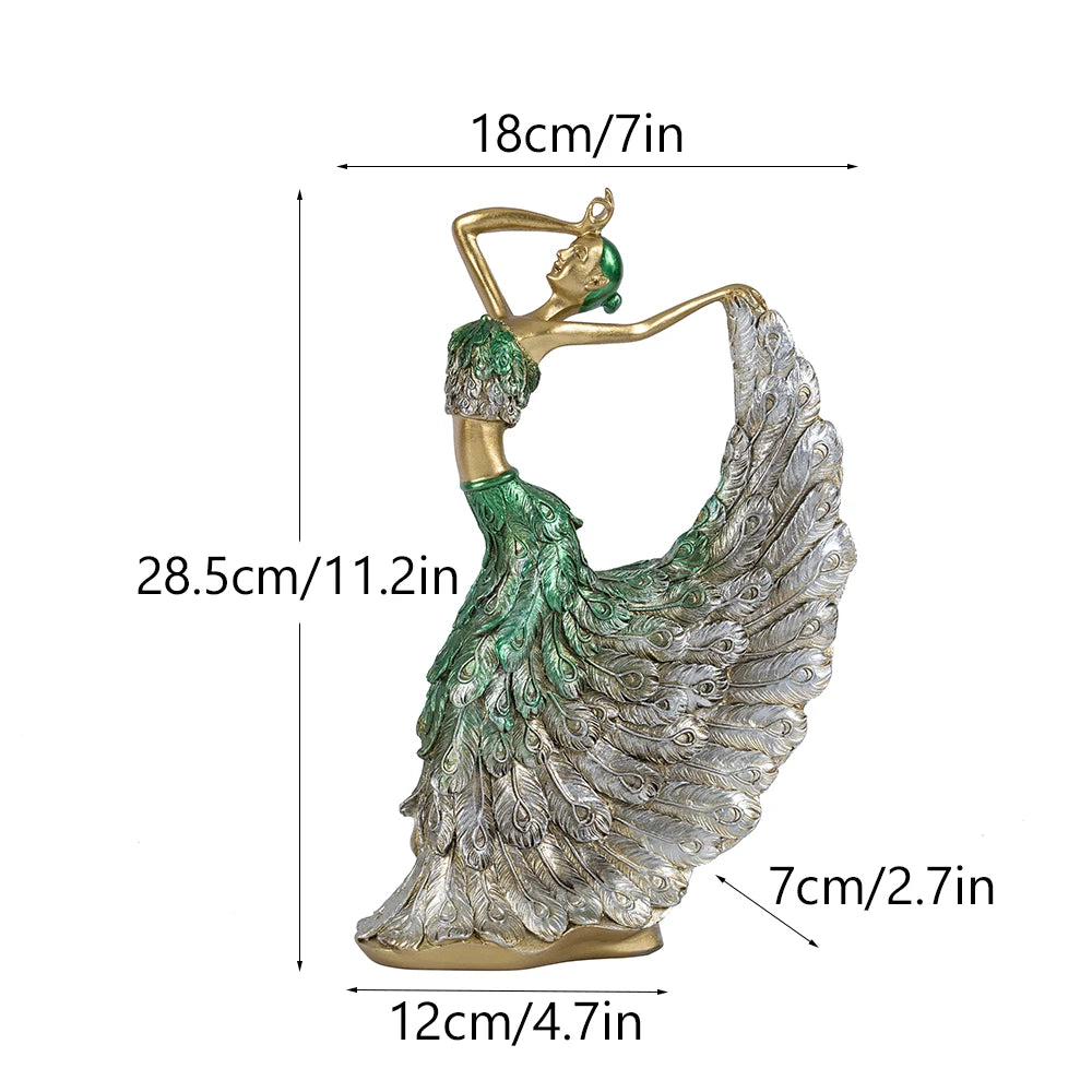 Peacock Dancer Statue Figurines for Interior Figure Decorations