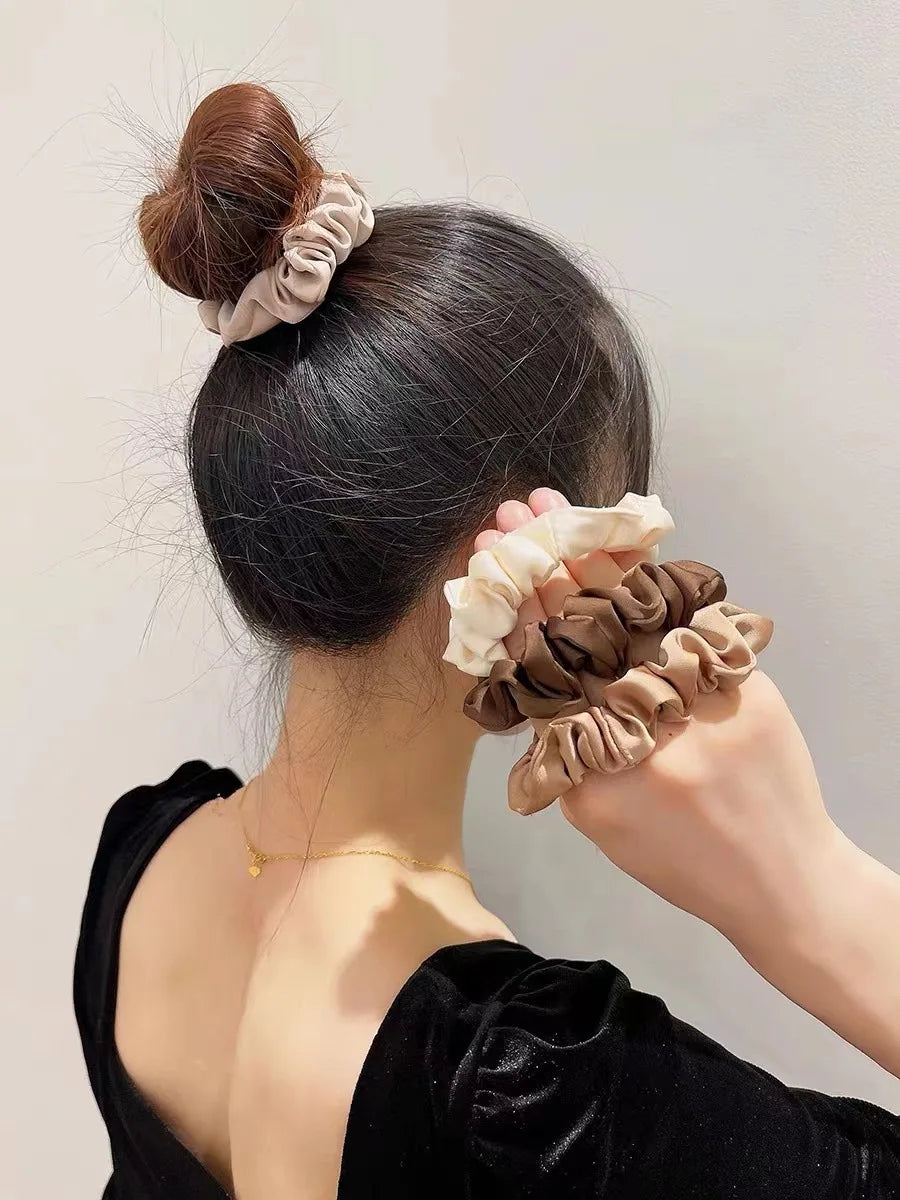 Advanced and Elegant, Minimalist Simulation Silk Hair Loop, Versatile, High-end Tie Hair Rope, High Ponytail Leather Band.