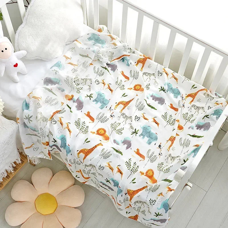 Bamboo Cotton Baby Blankets for Newborn Swaddling Wrap Soft Thin Bedding Bath Towel 2 Layer Gauze Stroller Blankets