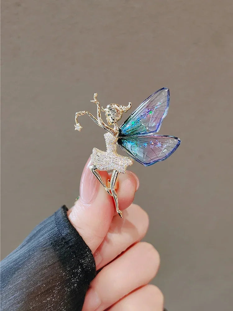 Small Cute Little Girl In Black Dress Nurse Brooches Rhinestone Crystal Brooch Pin Drop Oil Corsage Clothing Coat Jewelry