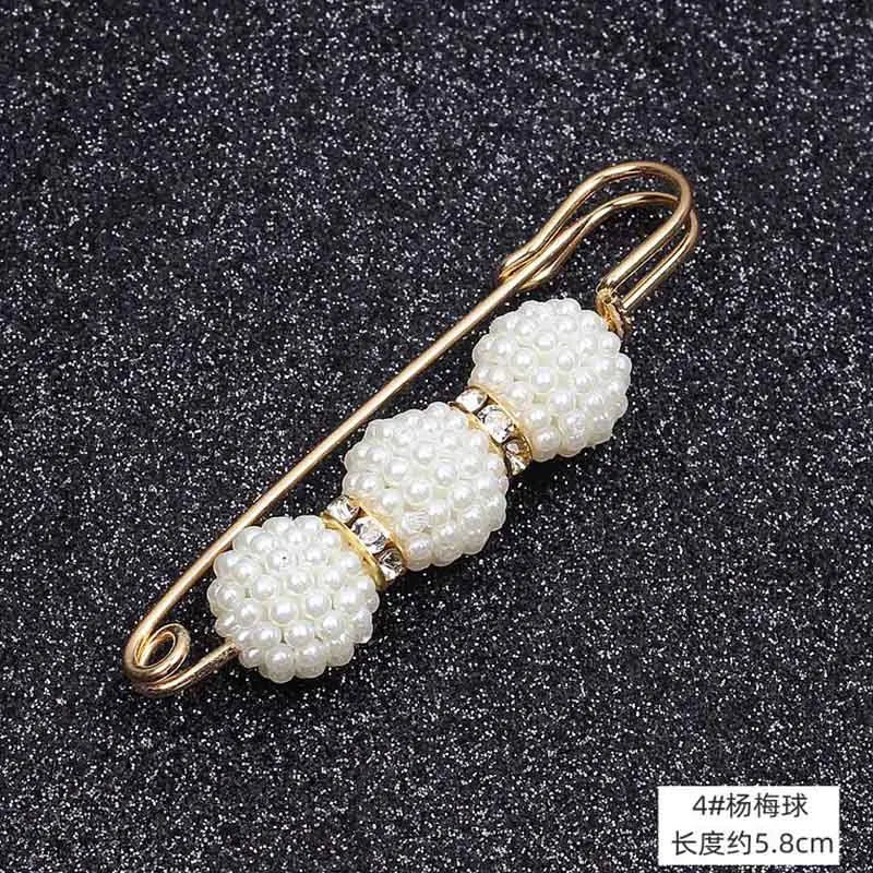 Double Pearl Pin Brooch For Women Clothing Dress Fixed Safety Pin Woman Brooch Accessories Pants Decoration Pearl Jewelry Clip